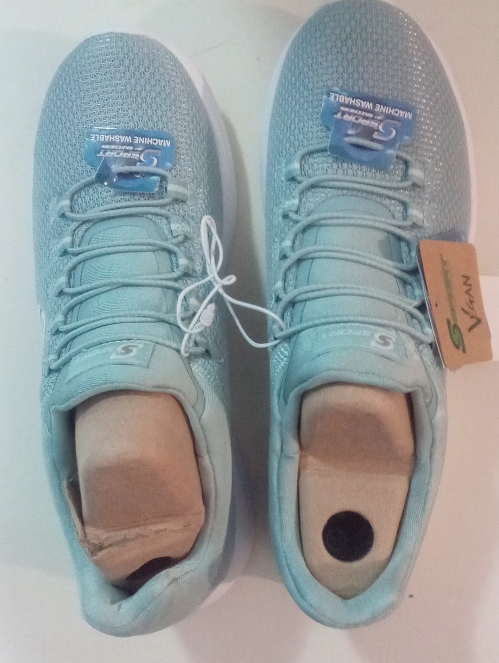 S Sport Skechers Slip-On Mesh Sneakers Light Teal NWT $ 44.99 Memory Foam Vegan